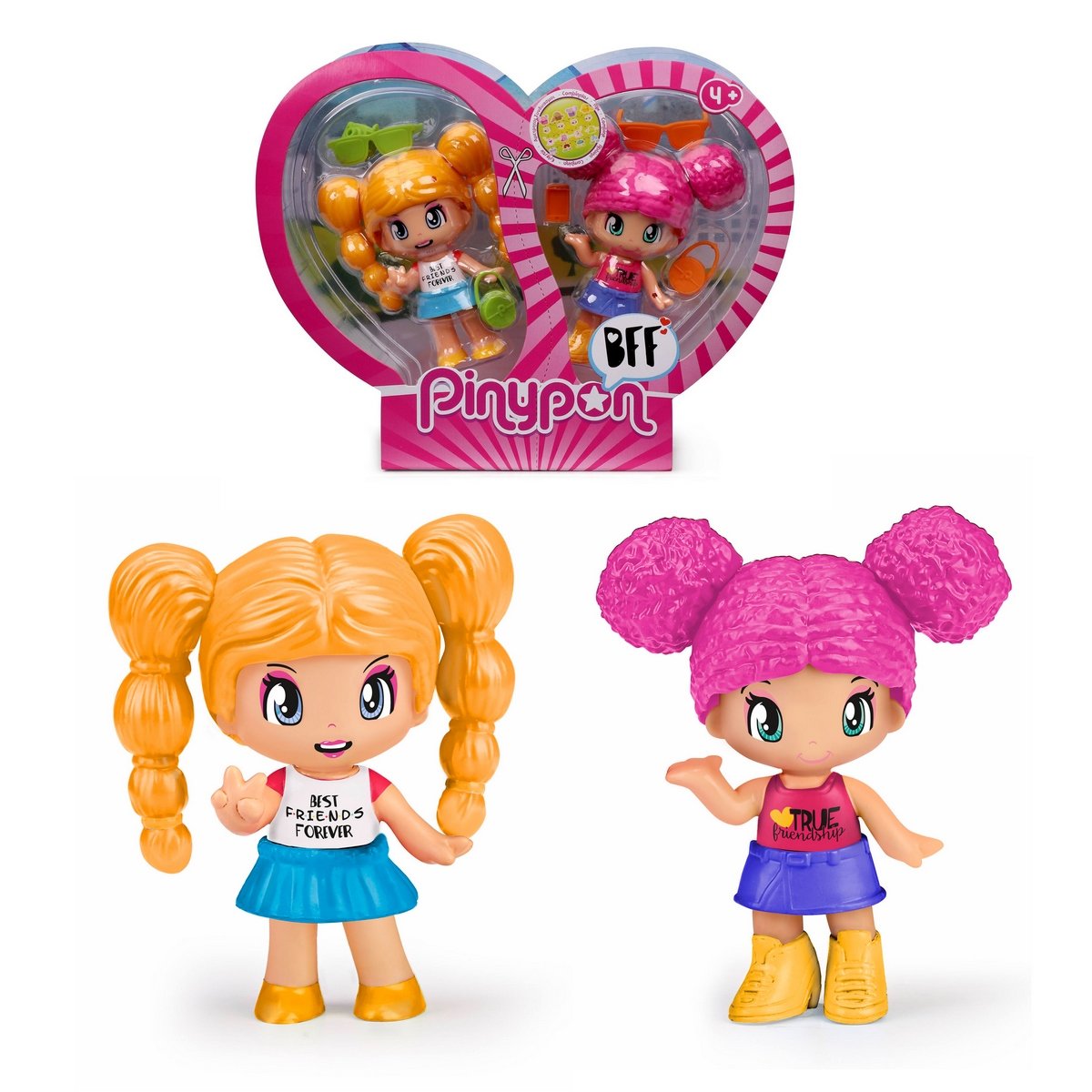 Pack 2 Muñecas Mejores Amigas Pinypon - Cabello Amarillo Y Cabello Rosado